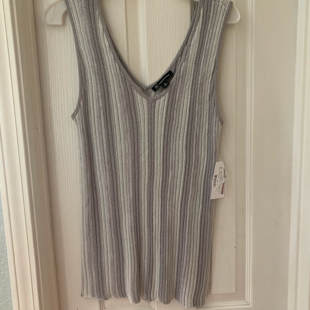 INC Metallic Silver Tank